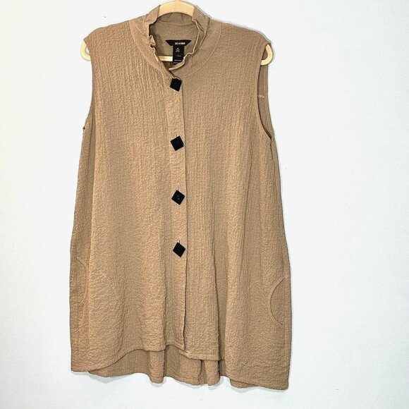 Ali Miles Tops - Ali Miles Boho Button Tunic Top Size XL Sleeveless Lagenlook Minimalist Pockets